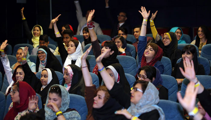 The audience participates in a quiz about Korean TV shows during a screening in Tehran on May 2. Korean soap operas are really popular in Iran and dramas like ‘Jewel in the Palace’ and ‘Jumong’ regularly see ratings of over 80 percent in the country.