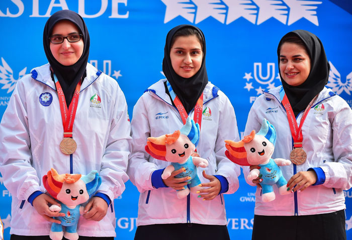Iranian shooters win gold and bronze in both the individual and group 10-meter air rifle events on July 5 at the Gwangju Summer Universiade in Jeollanam-do Province.