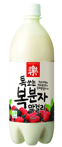 New label design for Jusirak raspberry makgeolli made by Woorisool