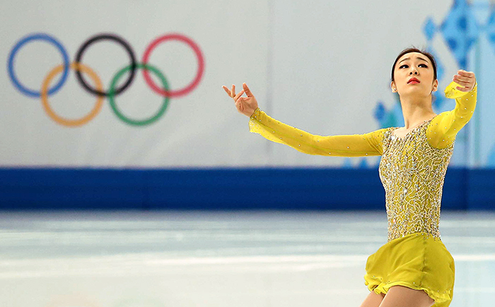 The “queen of figure skating,“ Kim Yuna, performs during her short program at the Iceberg Skating Palace at the Sochi 2014 Winter Olympics in Russia on February 19. (photo courtesy of the Korean Olympic Committee)
