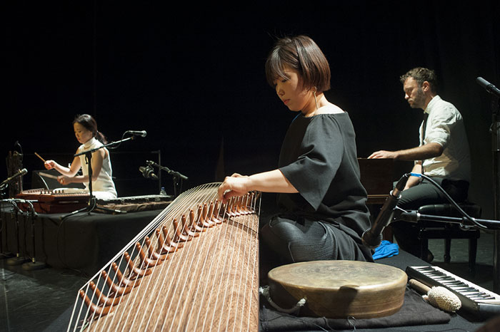 SUM, a traditional Korean musical ensemble, presents the opening performance at the second K-Music Festival at South Bank in London on Sept. 1.