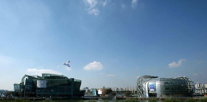 Some Sevit, a new city landmark, shines in the autumn sunshine under a clear blue sky on October 15.