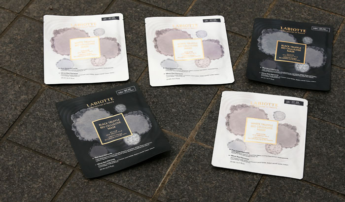 Labiotte facial masks, made by Tony Moly, contain eco-friendly ingredients, such as cellulose and truffle extract. The company says, 'nutrition worth a whole bottle of essence,' is contained in each mask pack.