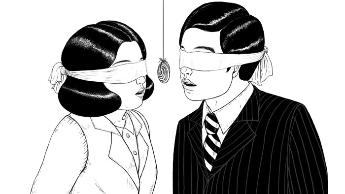 Animator Joung Yumi depicts the games a couple plays in detailed pencil drawings, comparing them with children’s games, in 'Love Games.' (images courtesy of Culture Platform)