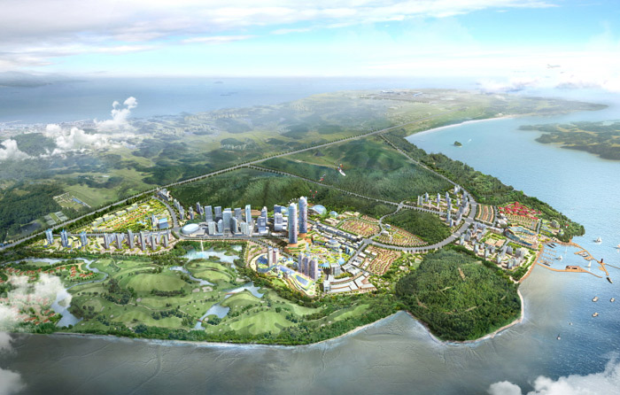 An artist's concept of a bird's eye view of the resort complex that will be built on Yeongjongdo Island in Incheon. (courtesy of the Incheon Free Economic Zone Authority)