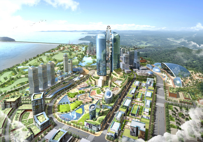 An artist's concept of the central business district that will be built on Yeongjongdo Island in Incheon. (courtesy of the Incheon Free Economic Zone Authority)