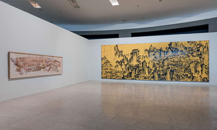 'Edge South of the Grand Canyon' by David Hockney (1982) (left) is on display with 'Dream Journey - Childhood' by Hwang Inkie in the first part of the NMCA’s special exhibit titled ‘As the Moon Waxes and Wanes.’