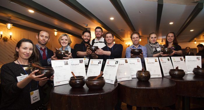 The “Make Your Own <i>Makgeolli</i>” competition is part of the 2014 Makgeolli Festival. Participants show off the <i>makgeolli</i> they brewed themselves. 