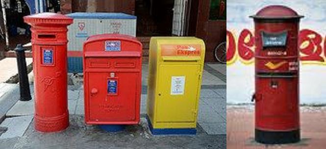 (Left) Malaysian mailbox, yellow box on far right is express mail (photo: Faryna Hana Niel)