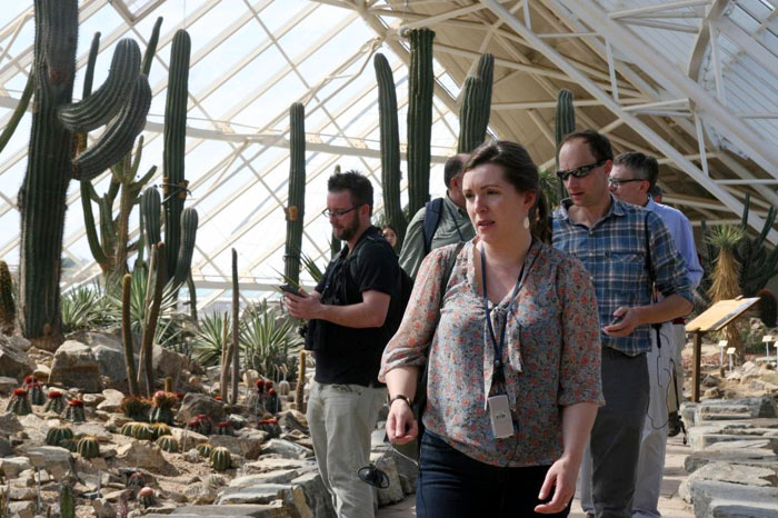Participants look around the Ecorium ecopark inside Korea's national ecology institute. Visitors to the Ecorium can see vegetation from five different climatic regions. (photo courtesy of NIE)