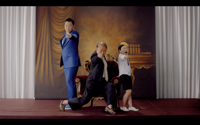 Psy releases videos for 'Napal Baji' (top) and 'Daddy' through his official YouTube channel on Dec. 1. (courtesy of YG Entertainment)