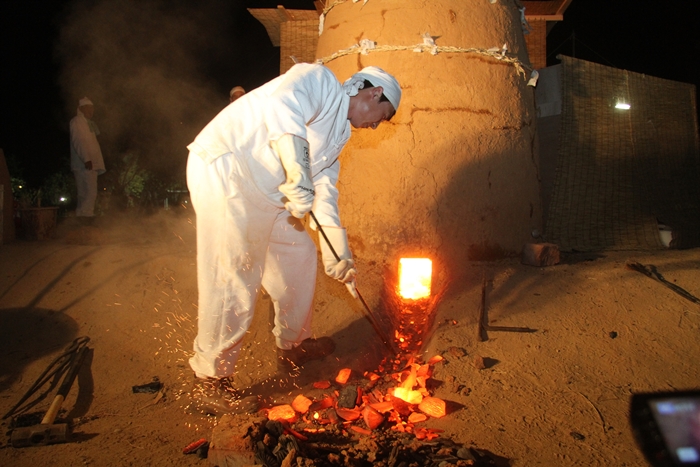 Starting on May 27, the reenactment of ancient steel-making continues late into the night.