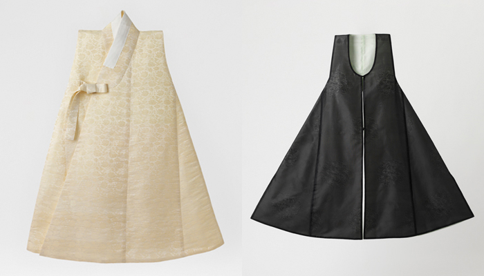 The <i>dapho</i> (left) is a short-sleeved garment usually worn over an outer coat and the <i>jeonbok</i> is a sleeveless, collarless robe worn over the <i>durumagi</i>. 