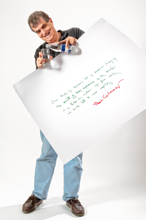 Aaron Ciechanover, who won the Nobel Prize in chemistry in 2004, is among the 52 Nobel laureates featured in the Sketches of Science exhibition.