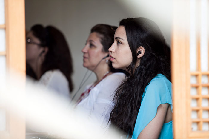 Family members of Tunisian Ambassador to Korea Mohamed Ali Nafti listen to a lecture on the protocols of the Joseon royal house, "<i>Uigwe</i>," at the Mugyewon, a traditional culture promotion center in Seoul, on June 21. 