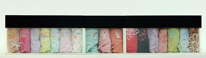 Designed in various colors and shapes, underwear for both women and men are on display at a shop at the headquarters of Namyeung Vivien in Yongsan-gu (District), Seoul.
