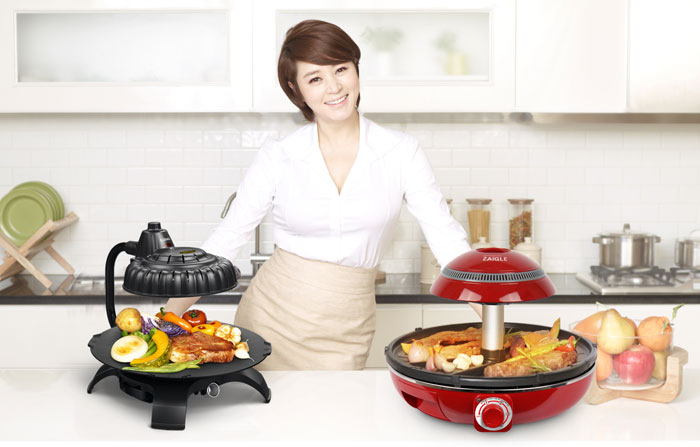 Zaigle’s infrared ray grills are designed to cook using a heating panel that's above the food. It causes less smell and less smoke, and can serve in various functions, attracting the eyes of both Korean and overseas consumers.