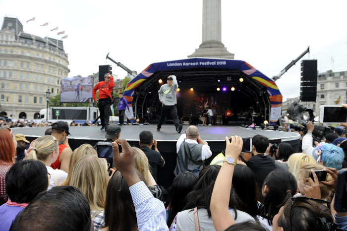B-boy group Jinjo Crew dances during the London Korean Festival 2015.