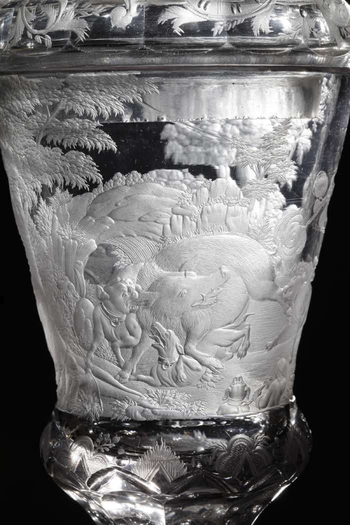  A cup produced between 1720 and 1730 contains pictures of deer and wild pig hunting. 