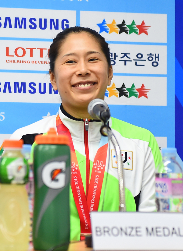 Mai Nakagawa attends a press conference after the event.