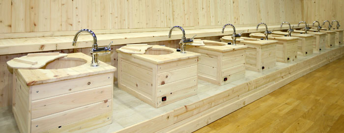A foot bath room inside the Residential Zone of the athletes’ village.