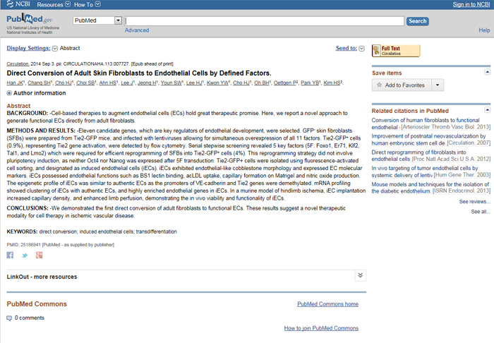 Research concerning the regeneration of vascular endothelial cells is published online in Circulation on September 5. 