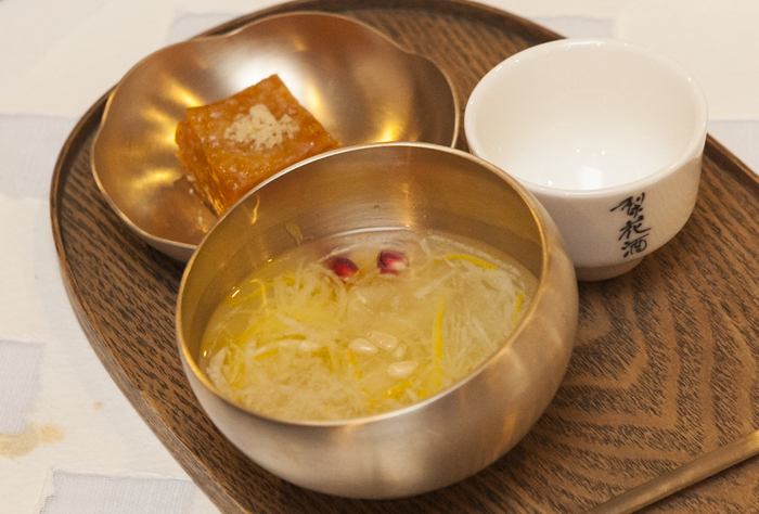 Citron fruit salad (right), a sweet traditional cookie. 