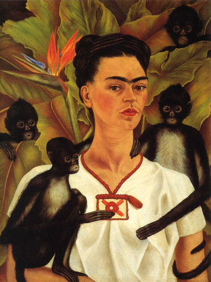 Frida Kahlo's 'Self-Portrait With Monkeys' (1943).