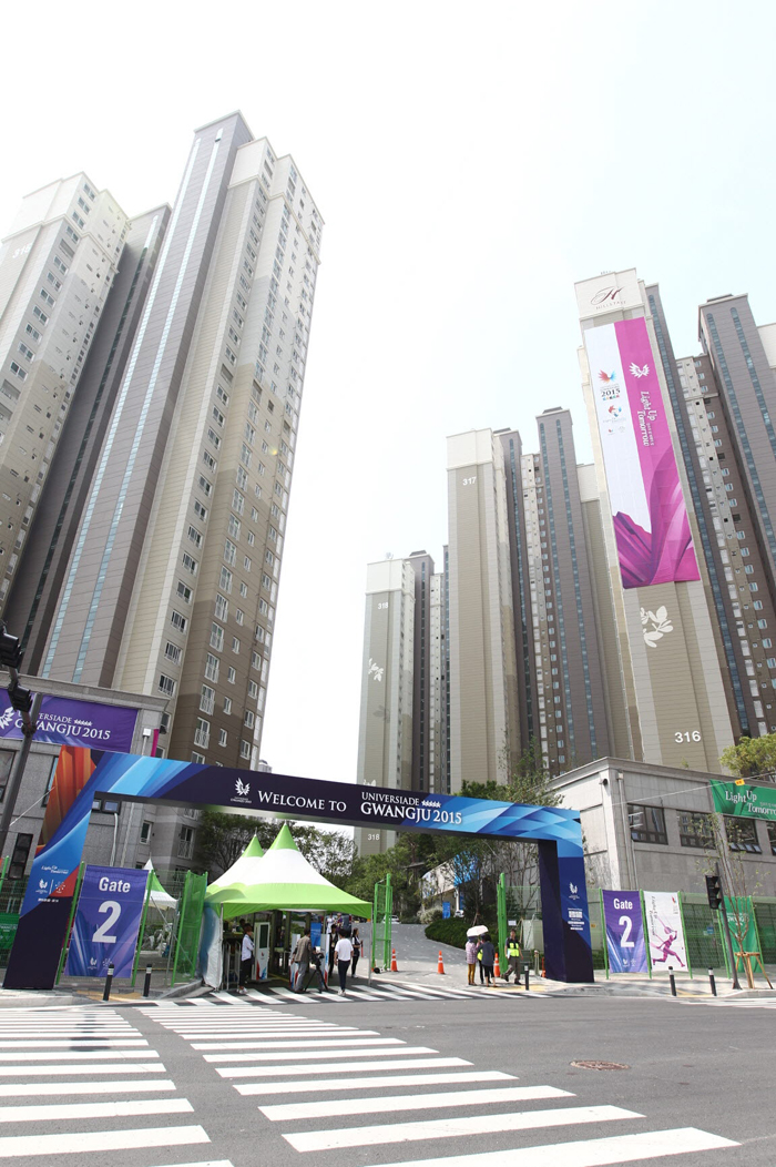 The athletes' village for the 2015 Gwangju Summer Universiade is divided into three different sections: an international area, a residential corner and an ITO village for international judges.