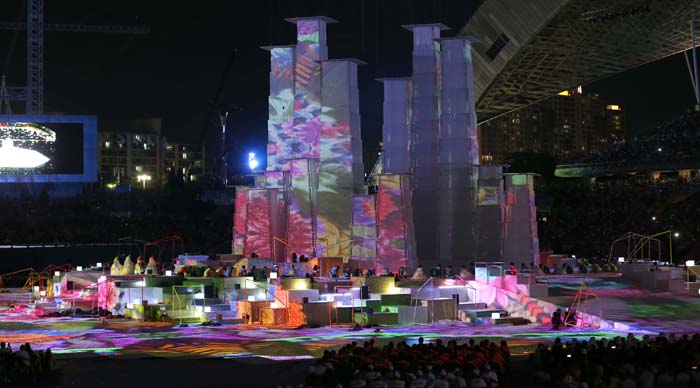 The opening ceremony for the 2015 Gwangju Summer Universiade is held in the main stadium.