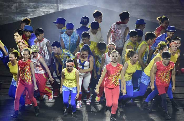 'The 'Sharing the Light' closing ceremony is held at the main stadium in Gwangju.