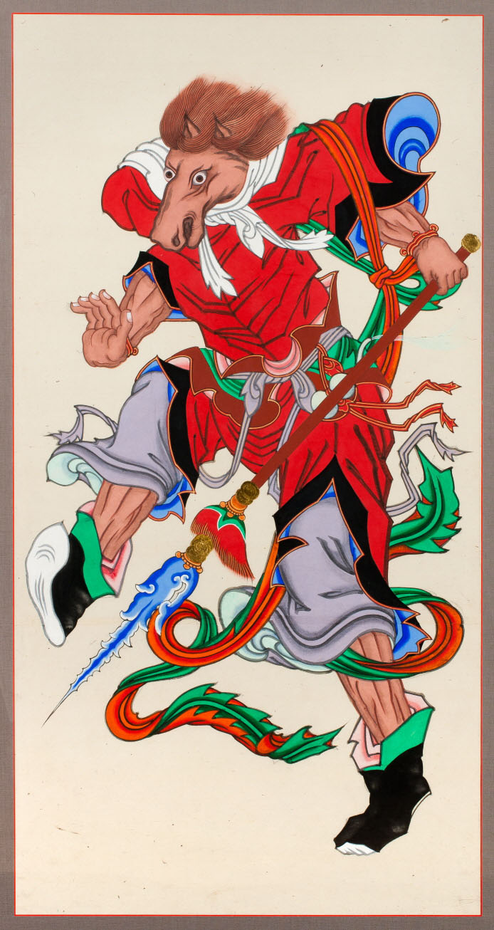  A painting of the horse spirit general used in some Buddhist mourning ceremonies. (Photo courtesy of the National Folk Museum of Korea) 
