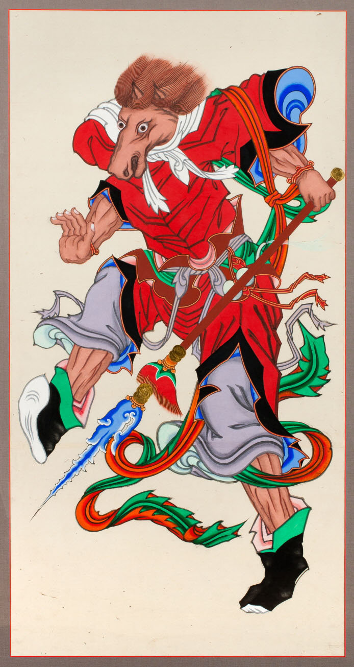 A painting of the horse spirit general used in some Buddhist mourning ceremonies. (Photo courtesy of the National Folk Museum of Korea)