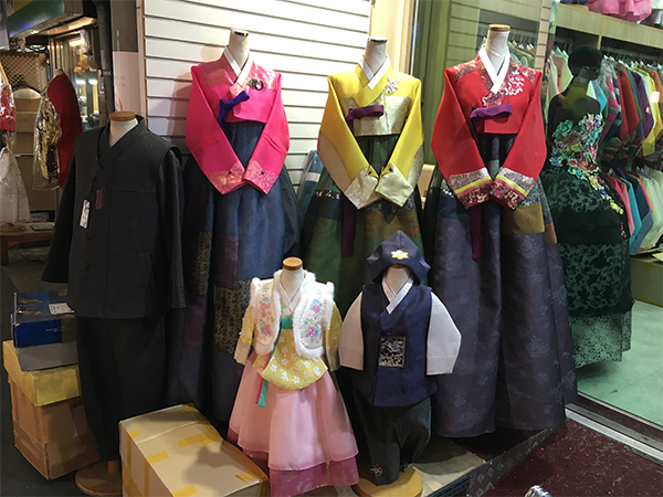 Gwangjang Market is well known for its Hanbok stores. A standard Hanbok for an adult woman can go for around KRW 350,000.