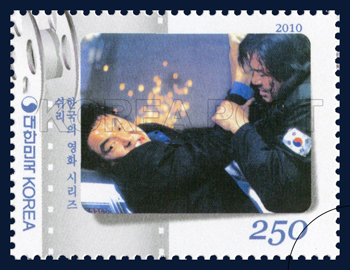 The film 'Swiri'(1999) is directed by Kang Je-kyu and produced by Kang Je-kyu Film. (image: Korea Post)