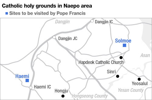  A map of the Naepo holy grounds in Chungcheongnam-do. 
