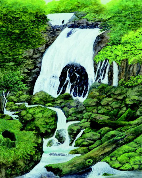 ‘Waterfall Deep in the Mountains,’ Kazuo Shikanai, quadriplegic, Japan.