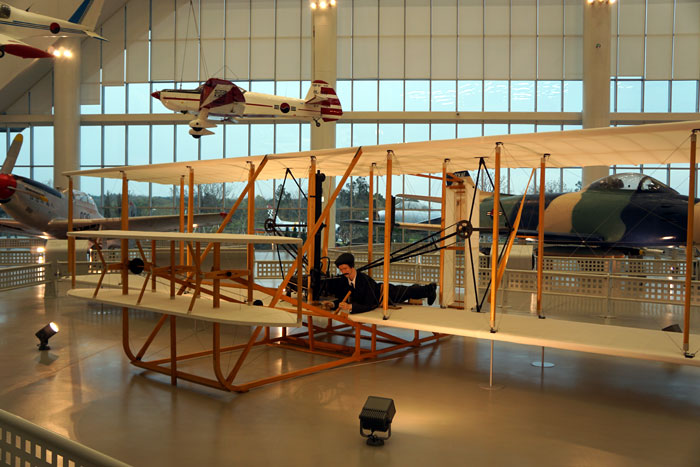 A replica of one of the first airplanes used by the Wright brothers