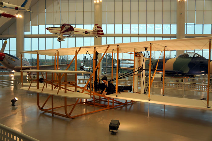 A replica of one of the first airplanes used by the Wright brothers