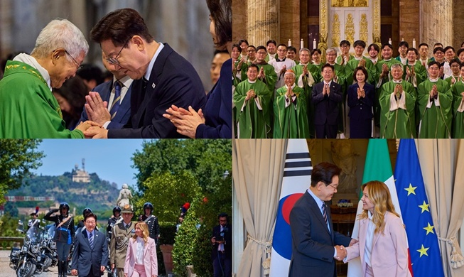 President Lee attends Mass at Vatican, holds talks with Italian PM
