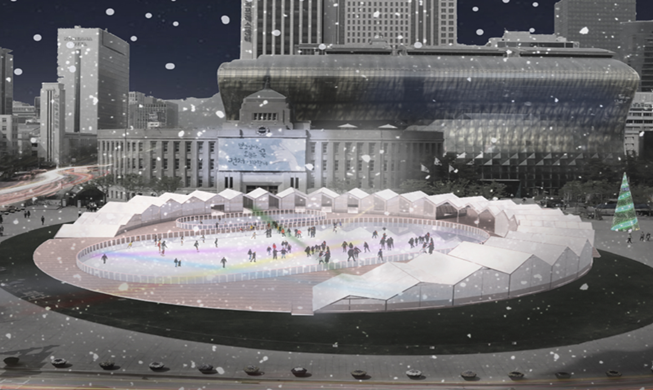 Ice skating rink opened at Seoul Plaza for 52-day run