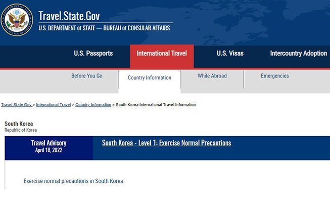 🎧 US slashes travel advisory for Korea to lowest level