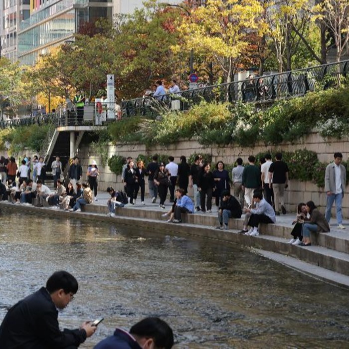 Scene from Seoul's Cheonggyecheon Stream in November