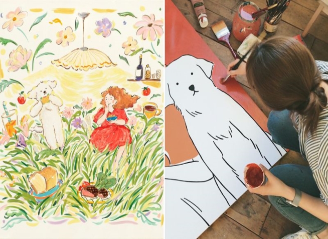 Painter stresses human bond with pets at solo exhibition in HK