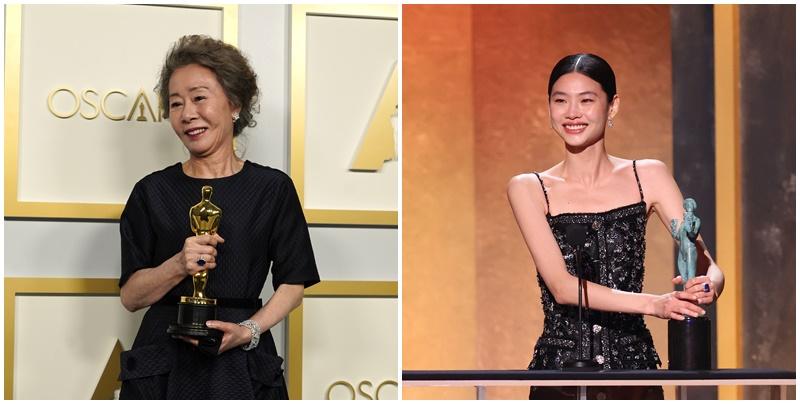 The U.S. magazine Variety included actors Youn Yuh-jung (left) and Jung Ho-yeon on its list of influential women in the global entertainment industry. (Yonhap News)