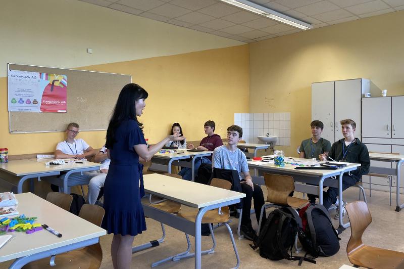 A Korean-language class is held at Gymnasium Carolinum in Osnabruck, Germany, a school that has Korean as a regular subject. (Yonhap News