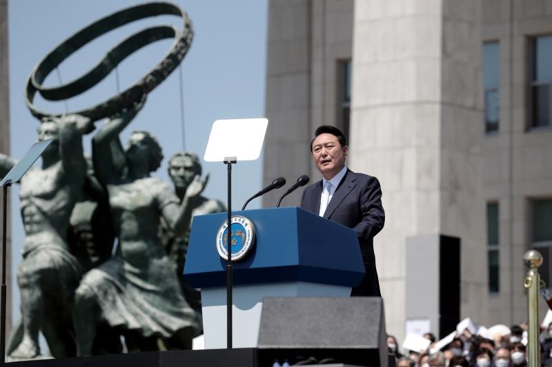 In his inauguration speech, President Yoon said, 