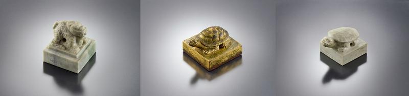 (From left) Seal of an Emperor, Seal of Royal Orders and Seal of Royal Appointment