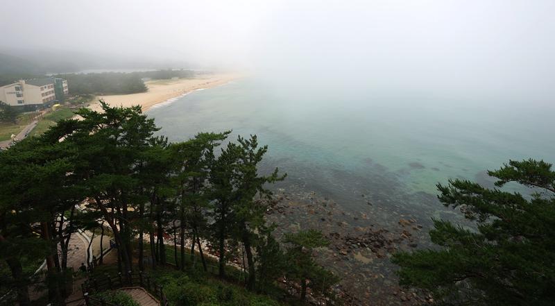 This is Hwajinpo Beach as seen from the former vacation home of North Korea founder Kim Il Sung located in the town of Geojin-eup in Goseong-gun County, Gangwon-do Province.