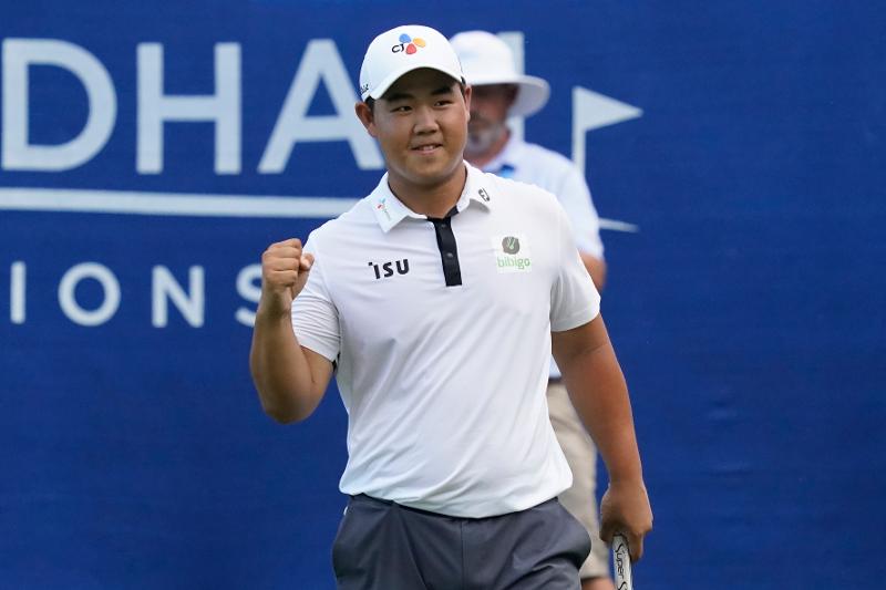 Kim Joo-hyung on Aug. 7 won the Wyndham Championship of the U.S. Professional Golfers' Association (PGA) Tour in Greensboro, North Carolina, with a score of 20-under 260. (Yonhap News)